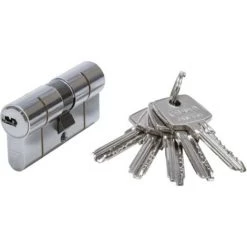 ABUS Cylindre D6 PS 40 X 40 Nickelé Avec Protection Par Pré-casse 5 Clés Réversibles Et Code Card
