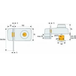 Abus 532788 7035 S Verrou De Porte Avec Cylindre Intérieur Et Extérieur Et Entrebâilleur Argenté
