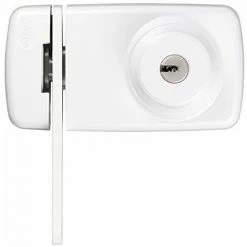 ABUS 533037 7035 W Verrou Supplémentaire De Porte Avec Cylindres Externe Et Interne Blanc